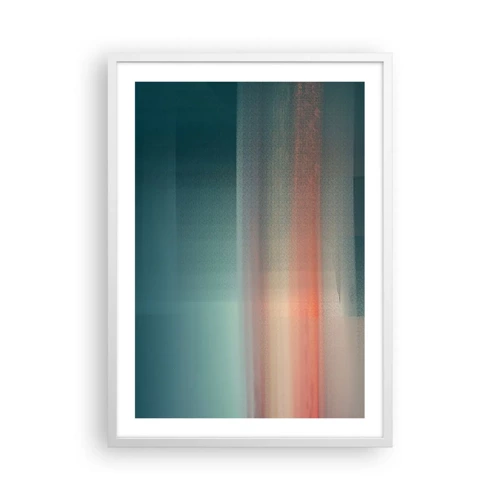 Plakat i hvid ramme - Abstraktion: bølger af lys - 50x70 cm