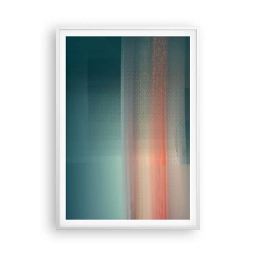 Plakat i hvid ramme - Abstraktion: bølger af lys - 70x100 cm