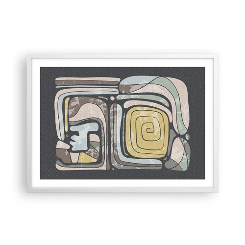 Plakat i hvid ramme - Abstraktion i en præcolumbiansk ånd - 70x50 cm