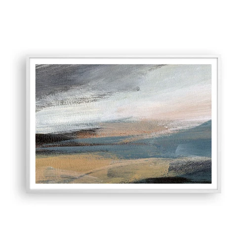 Plakat i hvid ramme - Abstraktion: nordligt landskab - 100x70 cm