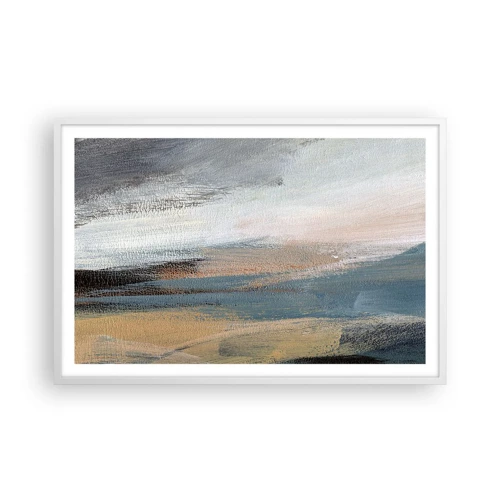 Plakat i hvid ramme - Abstraktion: nordligt landskab - 91x61 cm