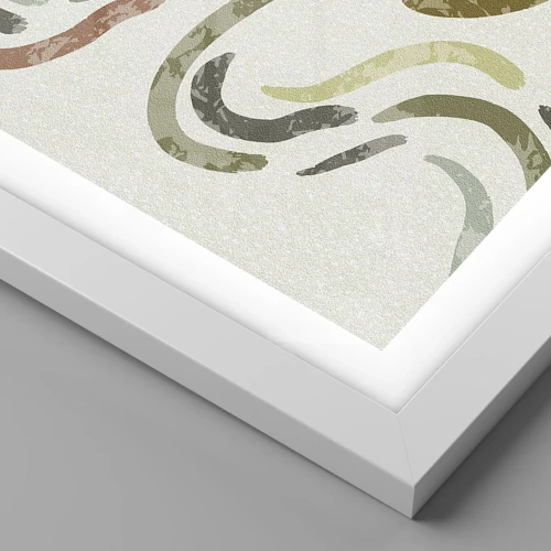 Plakat i hvid ramme - Abstraktionens glade dans - 50x70 cm