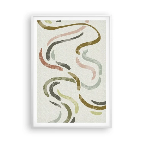 Plakat i hvid ramme - Abstraktionens glade dans - 70x100 cm