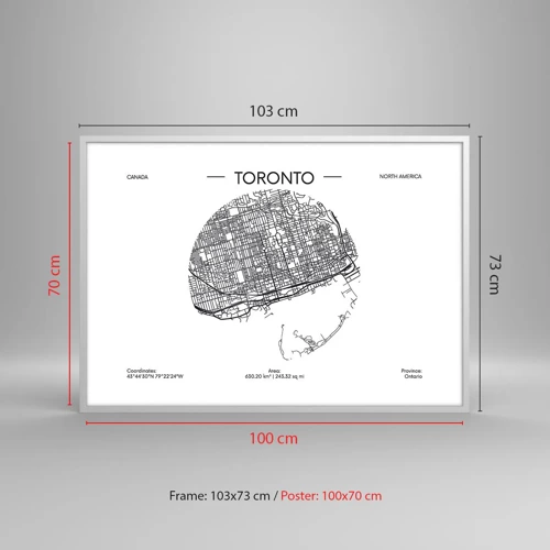 Plakat i hvid ramme - Anatomi af Toronto - 100x70 cm