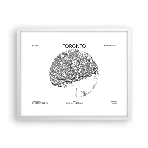 Plakat i hvid ramme - Anatomi af Toronto - 50x40 cm