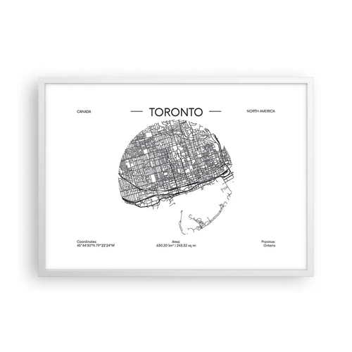 Plakat i hvid ramme - Anatomi af Toronto - 70x50 cm