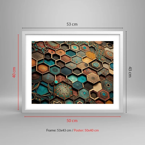 Plakat i hvid ramme - Arabiske ornamenter - en variation - 50x40 cm