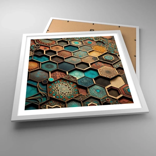 Plakat i hvid ramme - Arabiske ornamenter - en variation - 50x50 cm