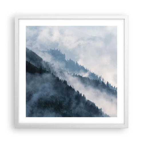 Plakat i hvid ramme - Bjergenes mystik - 50x50 cm