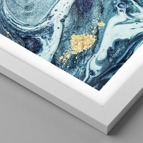 Plakat i hvid ramme - Blå boblebad - 100x70 cm