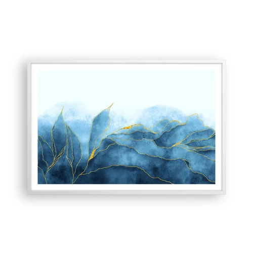Plakat i hvid ramme - Blå i guld - 91x61 cm