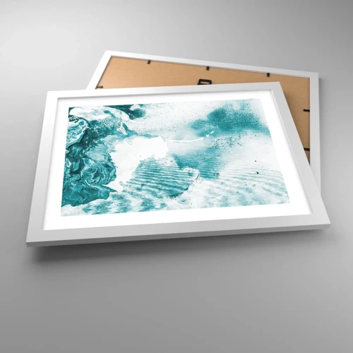 Plakat i hvid ramme - Blå oversvømmelsesflader - 40x30 cm