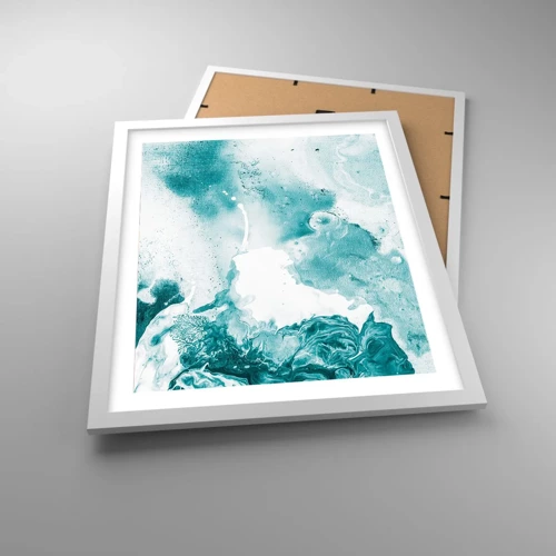Plakat i hvid ramme - Blå oversvømmelsesflader - 40x50 cm