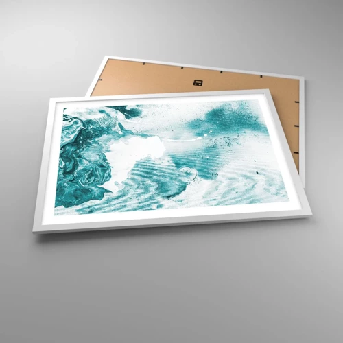 Plakat i hvid ramme - Blå oversvømmelsesflader - 70x50 cm