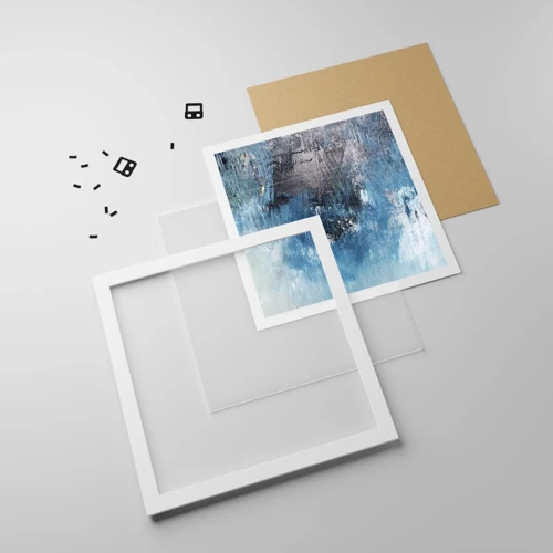 Plakat i hvid ramme - Blå rapsodi - 40x40 cm
