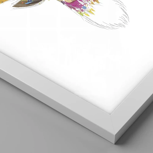 Plakat i hvid ramme - Blid kronhjort badet i farver - 40x40 cm