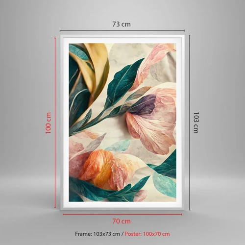Plakat i hvid ramme - Blomster på de sydlige øer - 70x100 cm