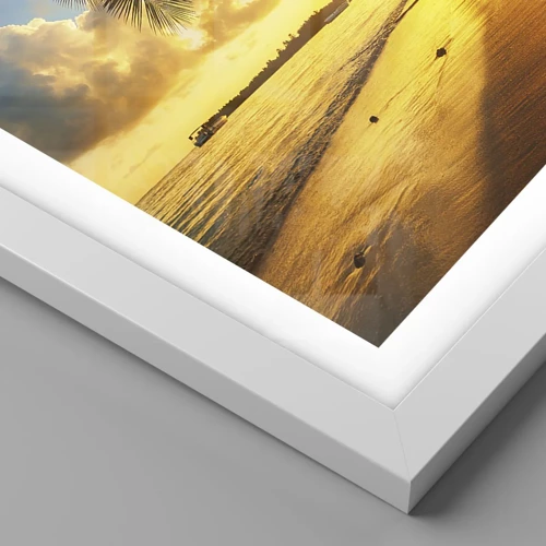Plakat i hvid ramme - Caribisk drøm - 50x50 cm
