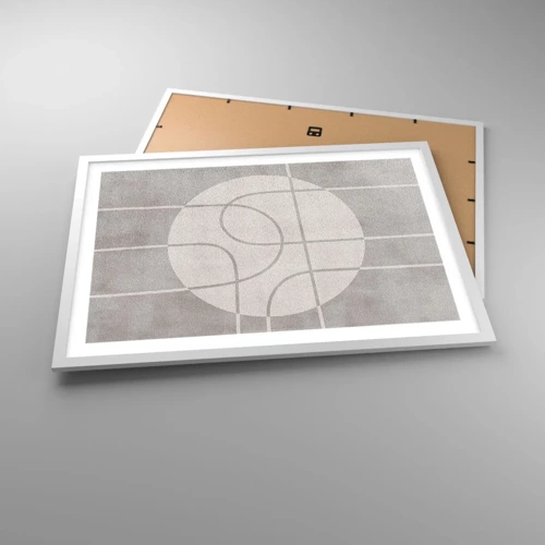 Plakat i hvid ramme - Cirkulær og lige frem - 70x50 cm