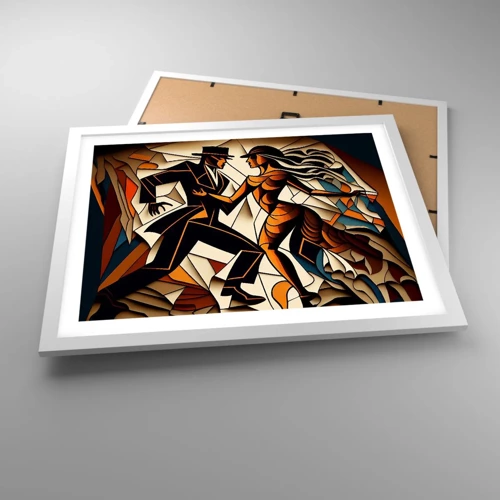 Plakat i hvid ramme - Dans af lidenskab og passion - 50x40 cm