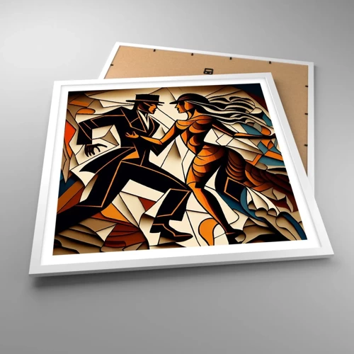 Plakat i hvid ramme - Dans af lidenskab og passion - 60x60 cm