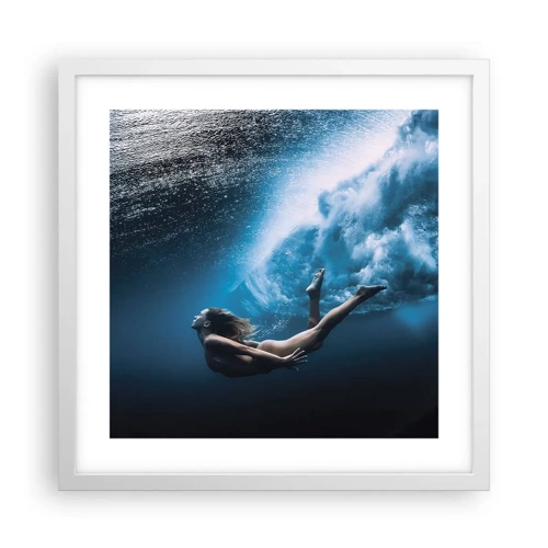 Plakat i hvid ramme - Den moderne havfrue - 40x40 cm