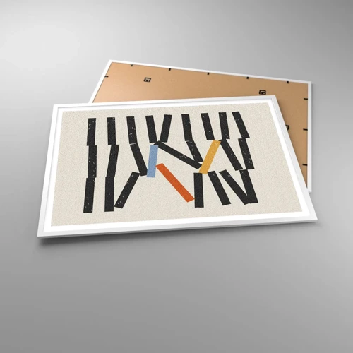 Plakat i hvid ramme - Dominoer - komposition - 100x70 cm