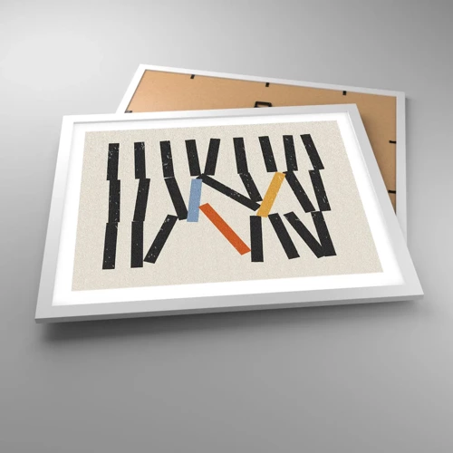 Plakat i hvid ramme - Dominoer - komposition - 50x40 cm
