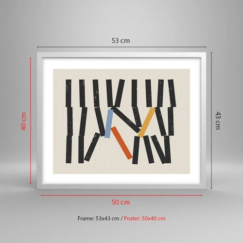 Plakat i hvid ramme - Dominoer - komposition - 50x40 cm