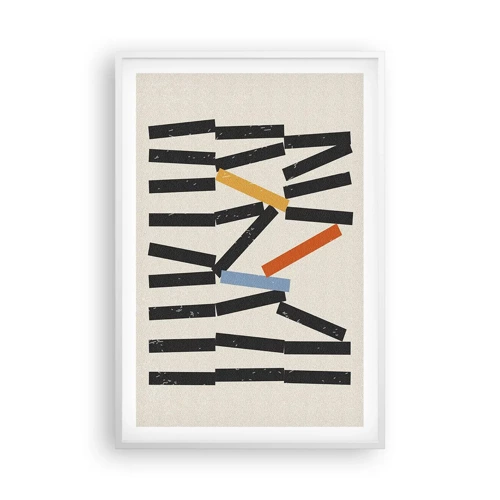 Plakat i hvid ramme - Dominoer - komposition - 61x91 cm