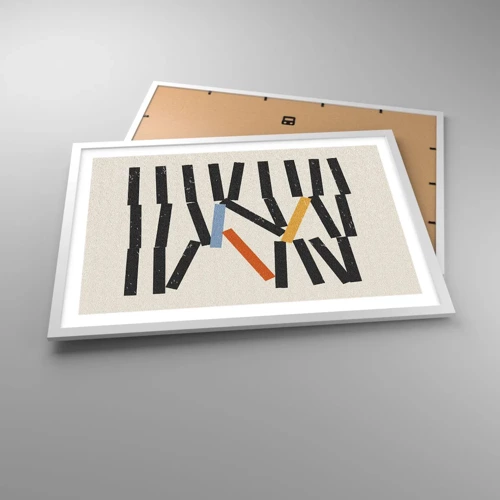 Plakat i hvid ramme - Dominoer - komposition - 70x50 cm
