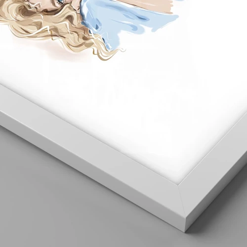 Plakat i hvid ramme - Drømmende i blåt - 30x30 cm