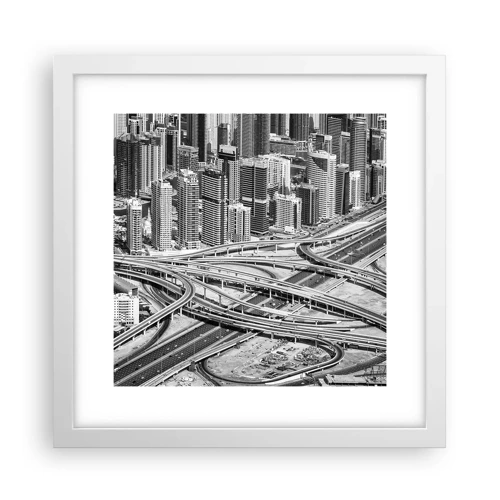 Plakat i hvid ramme - Dubai - den umulige by - 30x30 cm