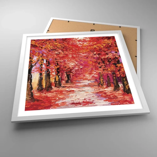 Plakat i hvid ramme - Efterårets indtryk - 50x50 cm