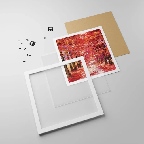 Plakat i hvid ramme - Efterårets indtryk - 50x50 cm
