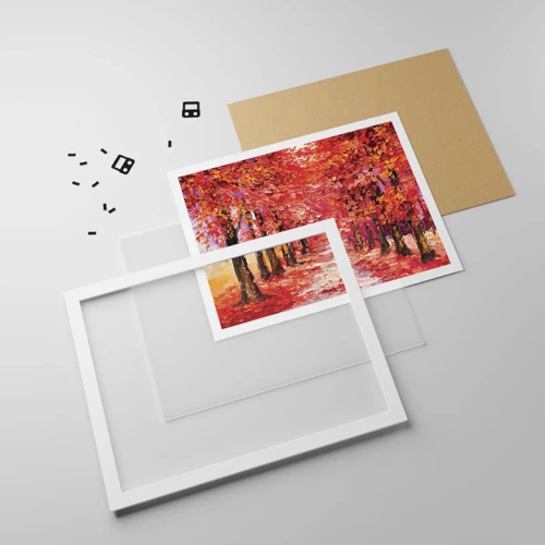 Plakat i hvid ramme - Efterårets indtryk - 91x61 cm
