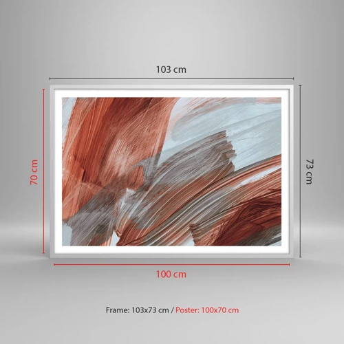 Plakat i hvid ramme - Efterårsagtig og blæsende abstraktion - 100x70 cm