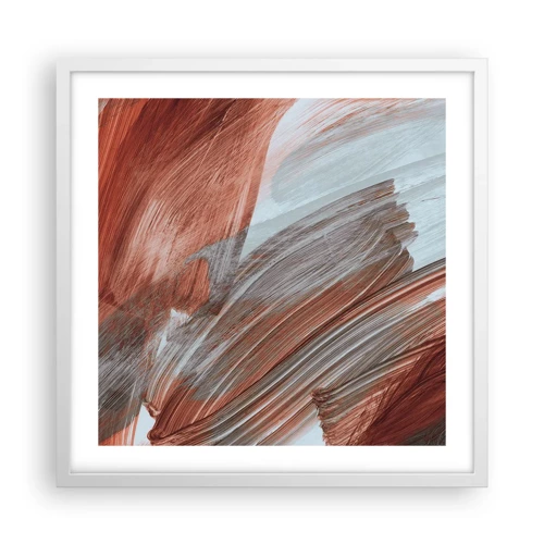 Plakat i hvid ramme - Efterårsagtig og blæsende abstraktion - 50x50 cm