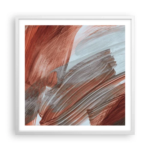 Plakat i hvid ramme - Efterårsagtig og blæsende abstraktion - 60x60 cm