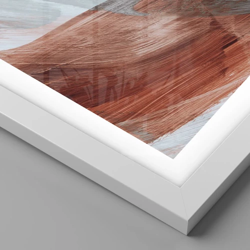 Plakat i hvid ramme - Efterårsagtig og blæsende abstraktion - 60x60 cm