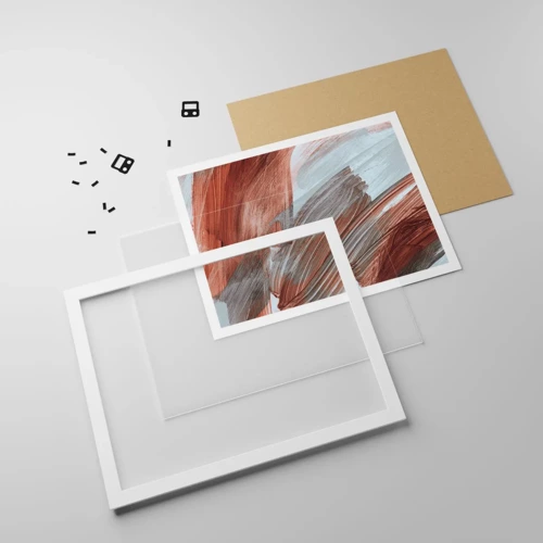 Plakat i hvid ramme - Efterårsagtig og blæsende abstraktion - 91x61 cm