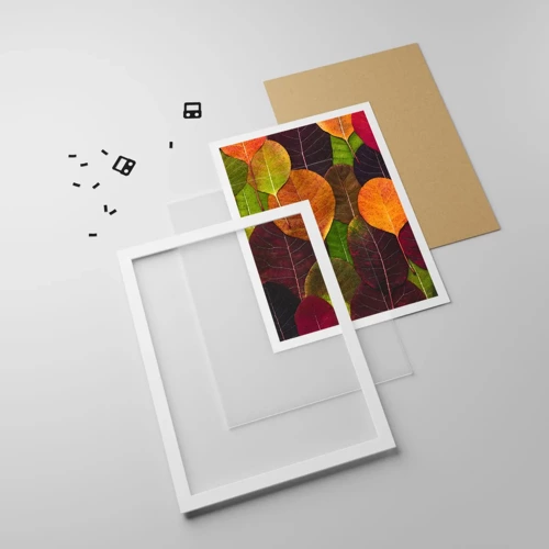 Plakat i hvid ramme - Efterårsmosaik - 50x70 cm