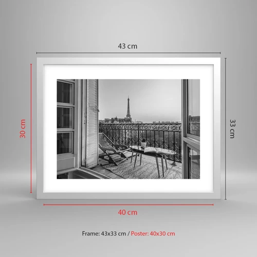 Plakat i hvid ramme - Eftermiddag i Paris - 40x30 cm