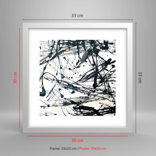 Plakat i hvid ramme - Ekspressionistisk abstraktion - 30x30 cm