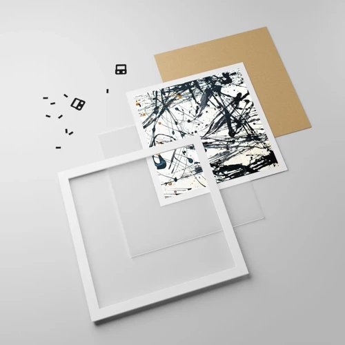 Plakat i hvid ramme - Ekspressionistisk abstraktion - 60x60 cm