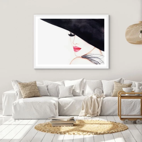 Plakat i hvid ramme - Elegance og sensualitet - 100x70 cm