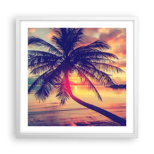 Plakat i hvid ramme - En aften under palmerne - 50x50 cm