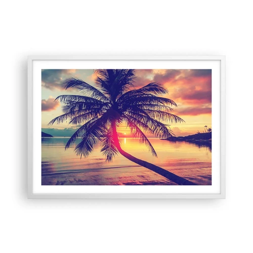 Plakat i hvid ramme - En aften under palmerne - 70x50 cm
