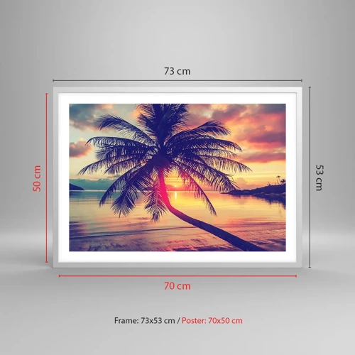 Plakat i hvid ramme - En aften under palmerne - 70x50 cm