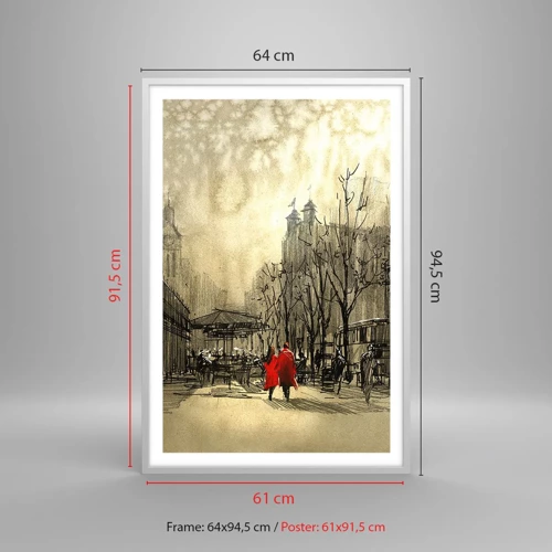 Plakat i hvid ramme - En date i London-tågen  - 61x91 cm